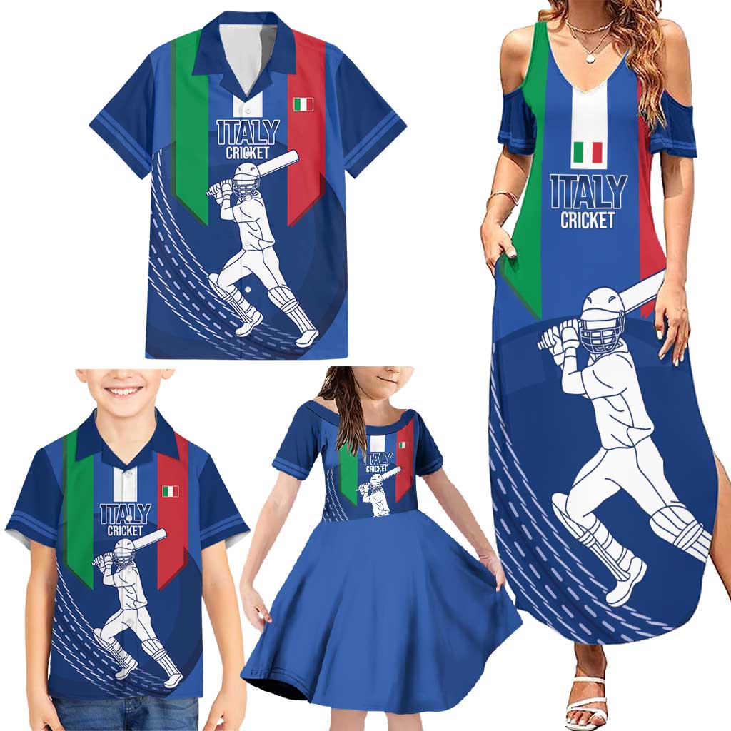 Custom Italy Cricket Family Matching Summer Maxi Dress and Hawaiian Shirt Go Gli Azzurri - Wonder Print Shop