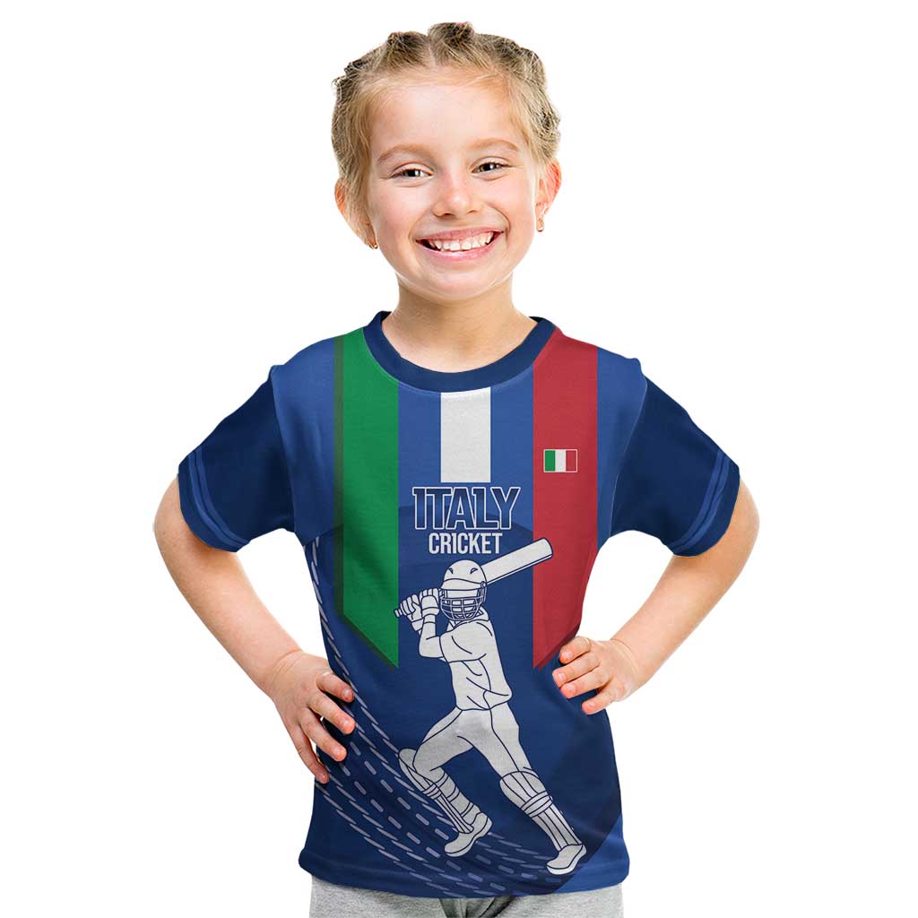 Custom Italy Cricket Kid T Shirt Go Gli Azzurri - Wonder Print Shop