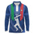 Custom Italy Cricket Long Sleeve Polo Shirt Go Gli Azzurri - Wonder Print Shop