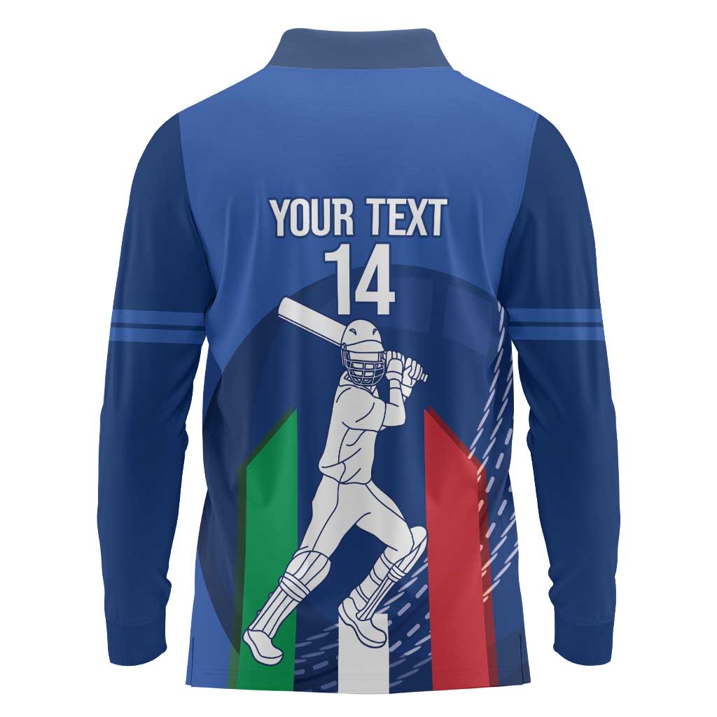 Custom Italy Cricket Long Sleeve Polo Shirt Go Gli Azzurri - Wonder Print Shop