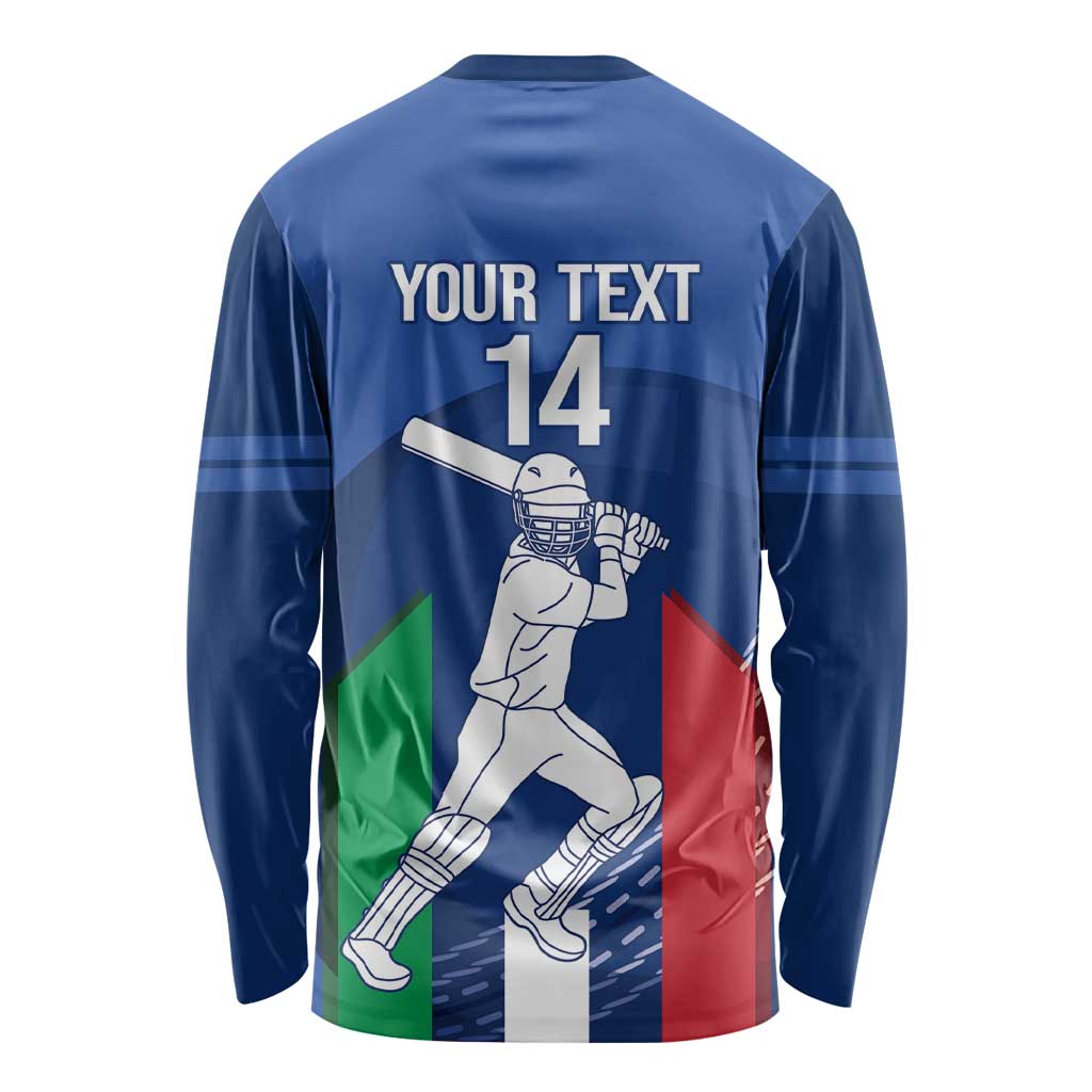 Custom Italy Cricket Long Sleeve Shirt Go Gli Azzurri - Wonder Print Shop