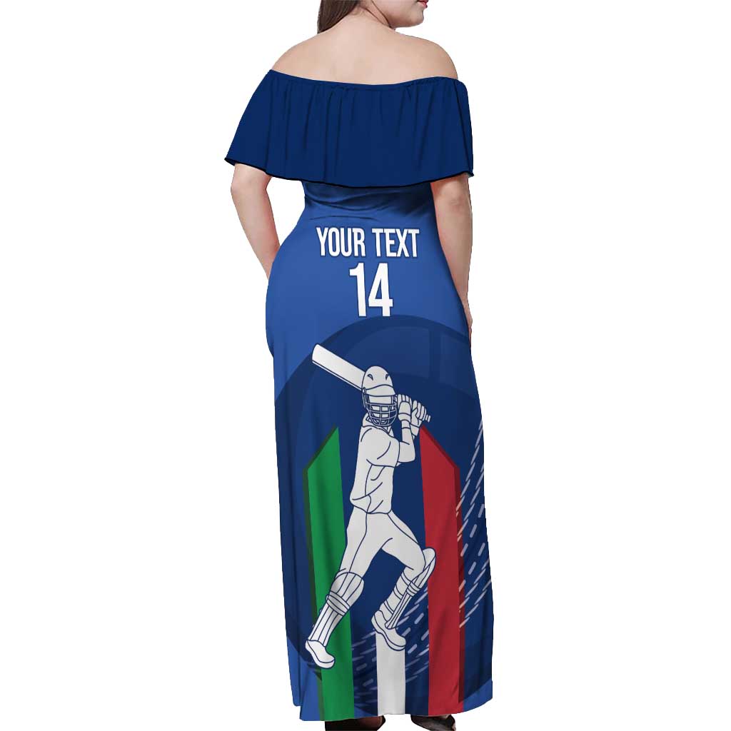 Custom Italy Cricket Off Shoulder Maxi Dress Go Gli Azzurri - Wonder Print Shop