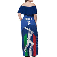 Custom Italy Cricket Off Shoulder Maxi Dress Go Gli Azzurri - Wonder Print Shop
