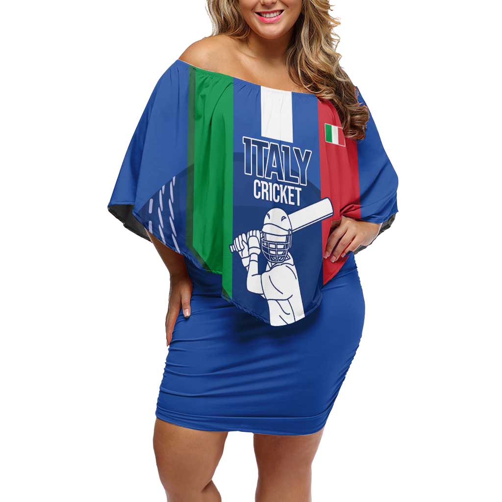 Custom Italy Cricket Off Shoulder Short Dress Go Gli Azzurri - Wonder Print Shop