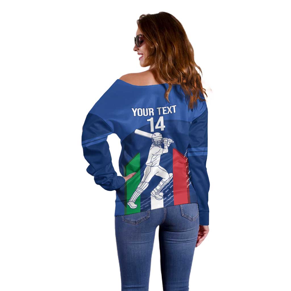 Custom Italy Cricket Off Shoulder Sweater Go Gli Azzurri - Wonder Print Shop