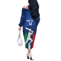 Custom Italy Cricket Off The Shoulder Long Sleeve Dress Go Gli Azzurri - Wonder Print Shop