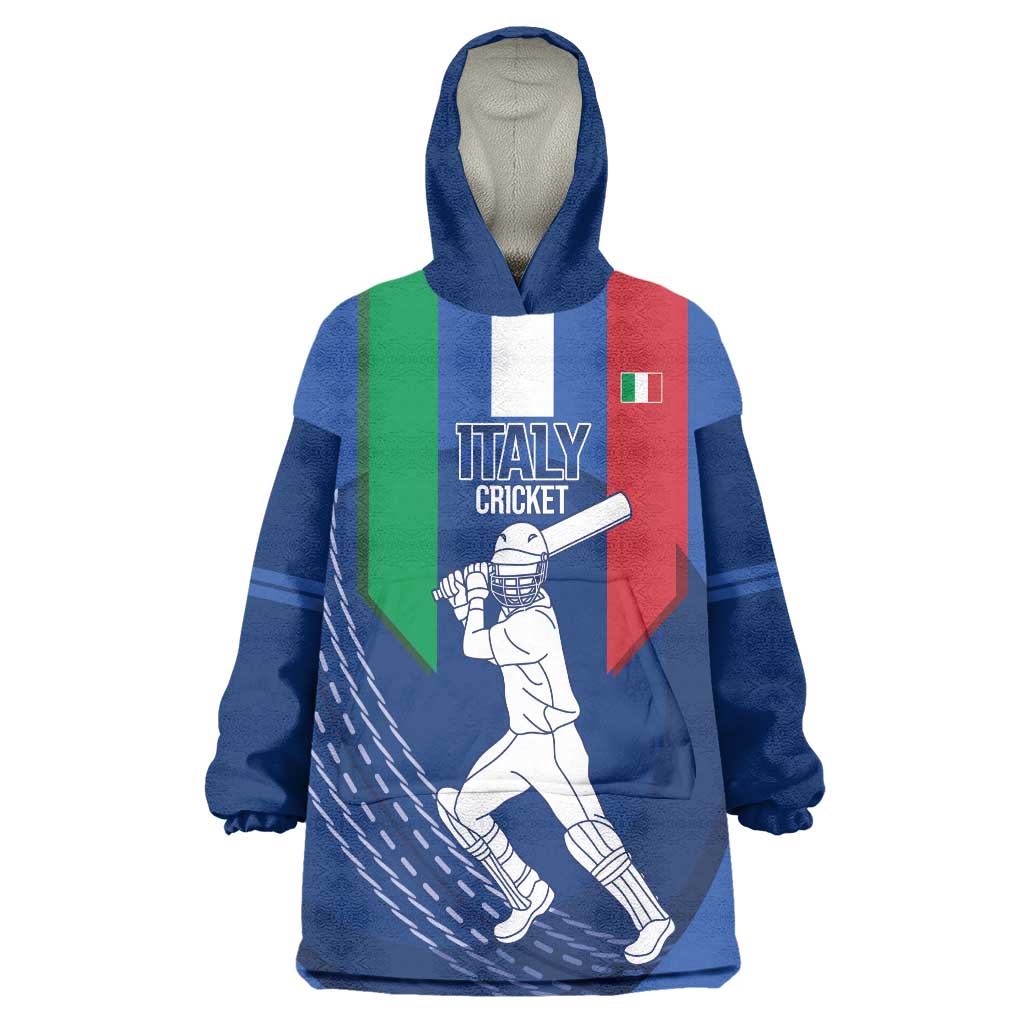 Custom Italy Cricket Wearable Blanket Hoodie Go Gli Azzurri - Wonder Print Shop