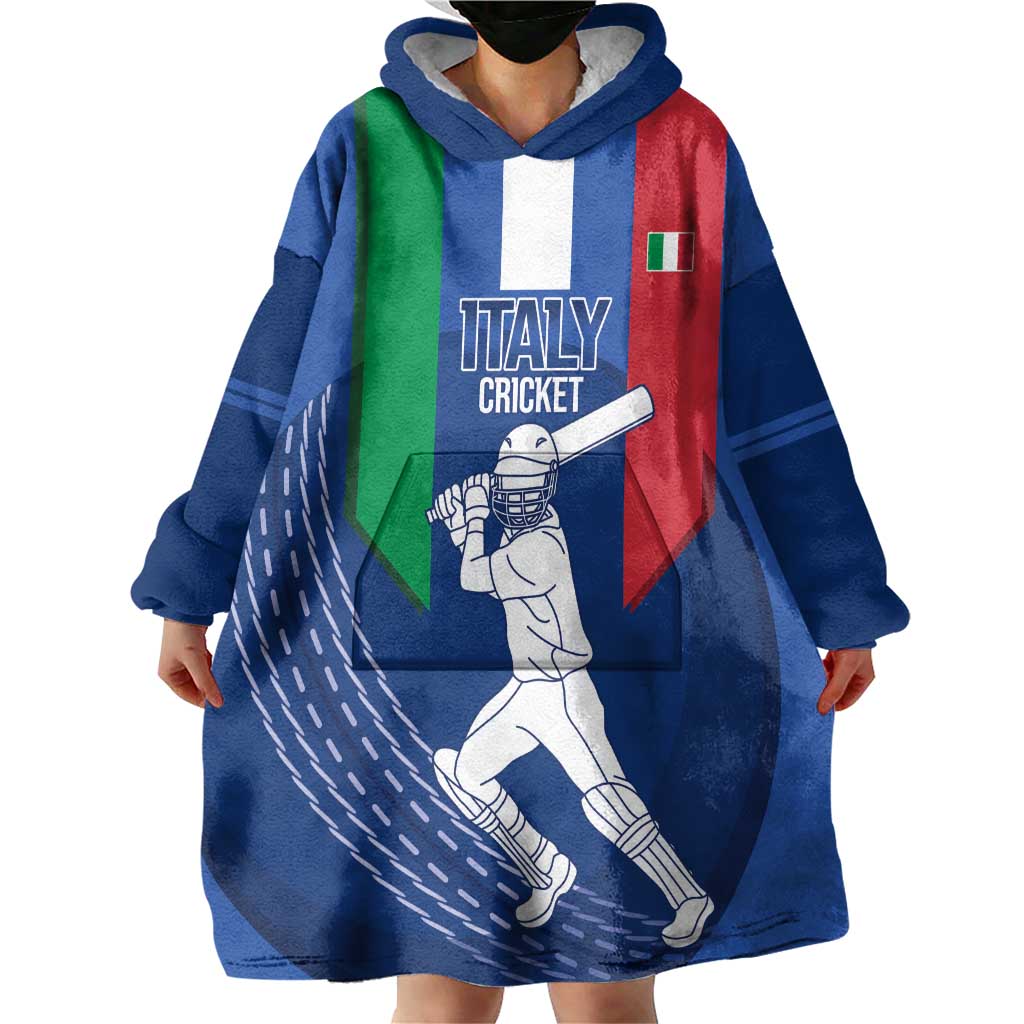 Custom Italy Cricket Wearable Blanket Hoodie Go Gli Azzurri - Wonder Print Shop
