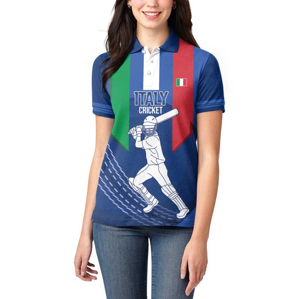 Custom Italy Cricket Women Polo Shirt Go Gli Azzurri - Wonder Print Shop