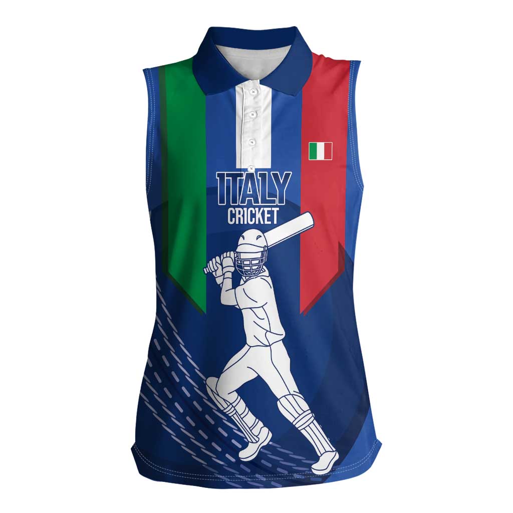 Custom Italy Cricket Women Sleeveless Polo Shirt Go Gli Azzurri - Wonder Print Shop