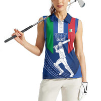 Custom Italy Cricket Women Sleeveless Polo Shirt Go Gli Azzurri - Wonder Print Shop