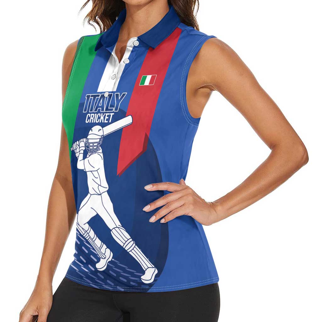 Custom Italy Cricket Women Sleeveless Polo Shirt Go Gli Azzurri - Wonder Print Shop