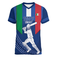 Custom Italy Cricket Women V-Neck T-Shirt Go Gli Azzurri - Wonder Print Shop