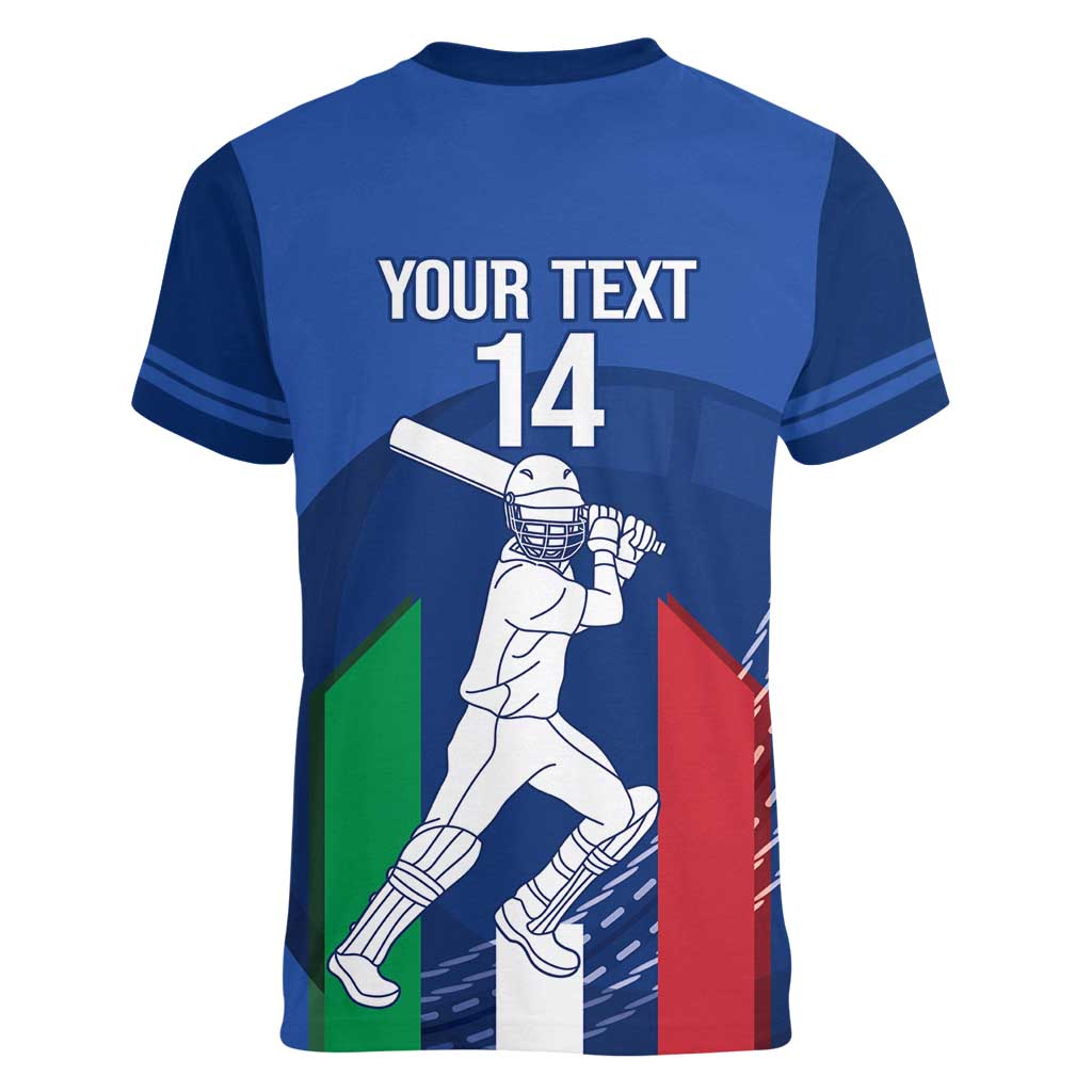 Custom Italy Cricket Women V-Neck T-Shirt Go Gli Azzurri - Wonder Print Shop