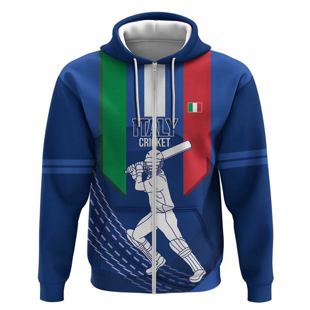 Custom Italy Cricket Zip Hoodie Go Gli Azzurri - Wonder Print Shop