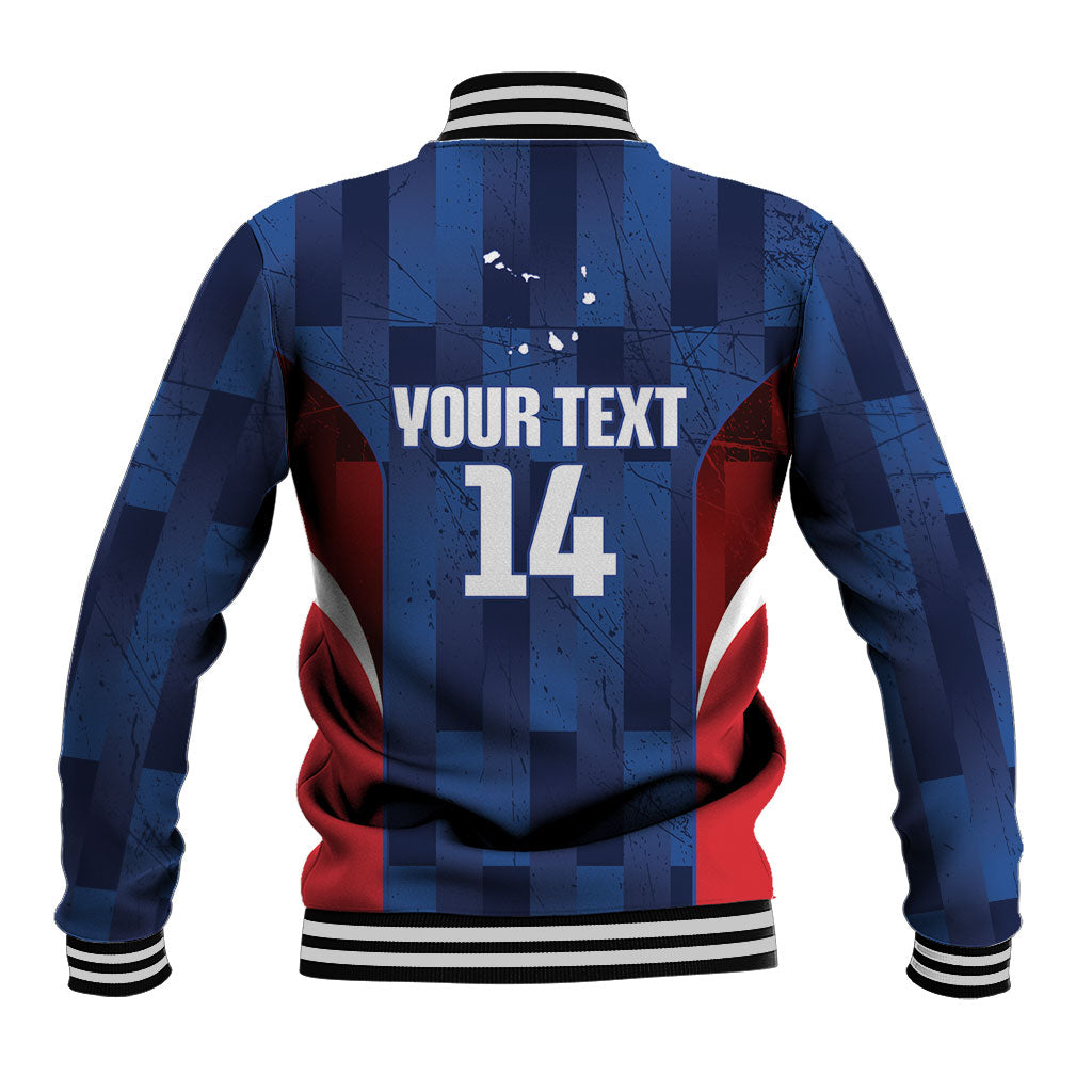 Custom Vozinha Cabo Verde Football Baseball Jacket Tubaroes Azuis Man Of The Match