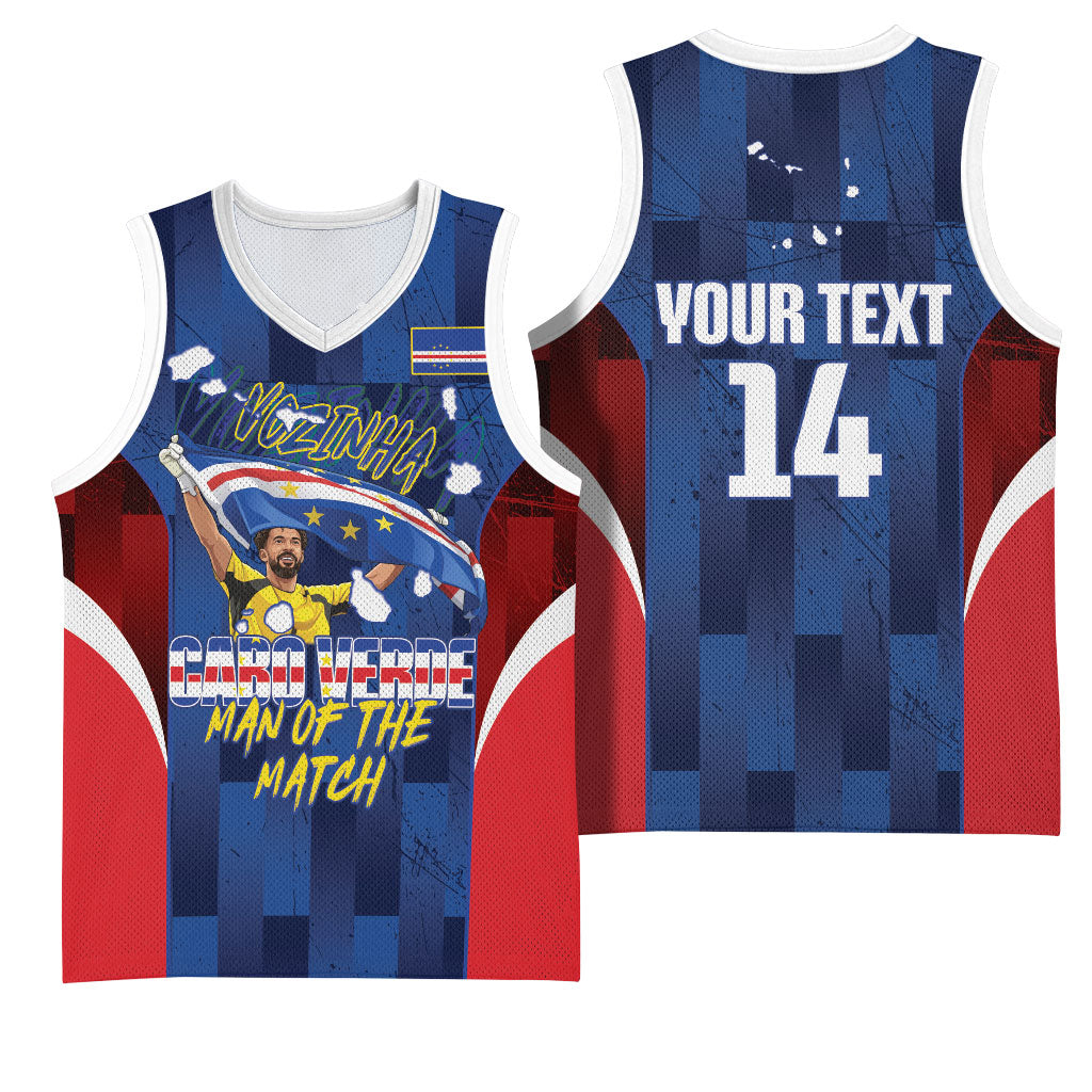Custom Vozinha Cabo Verde Football Basketball Jersey Tubaroes Azuis Man Of The Match