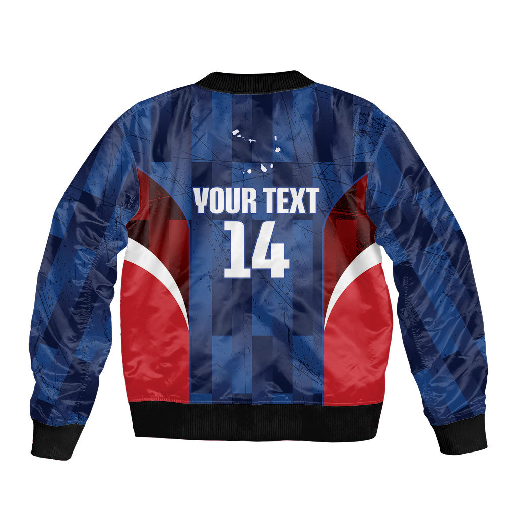 Custom Vozinha Cabo Verde Football Bomber Jacket Tubaroes Azuis Man Of The Match