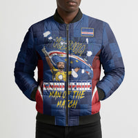 Custom Vozinha Cabo Verde Football Bomber Puffer Jacket Tubaroes Azuis Man Of The Match