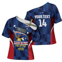 Custom Vozinha Cabo Verde Football Cross Shoulder Shirt Tubaroes Azuis Man Of The Match
