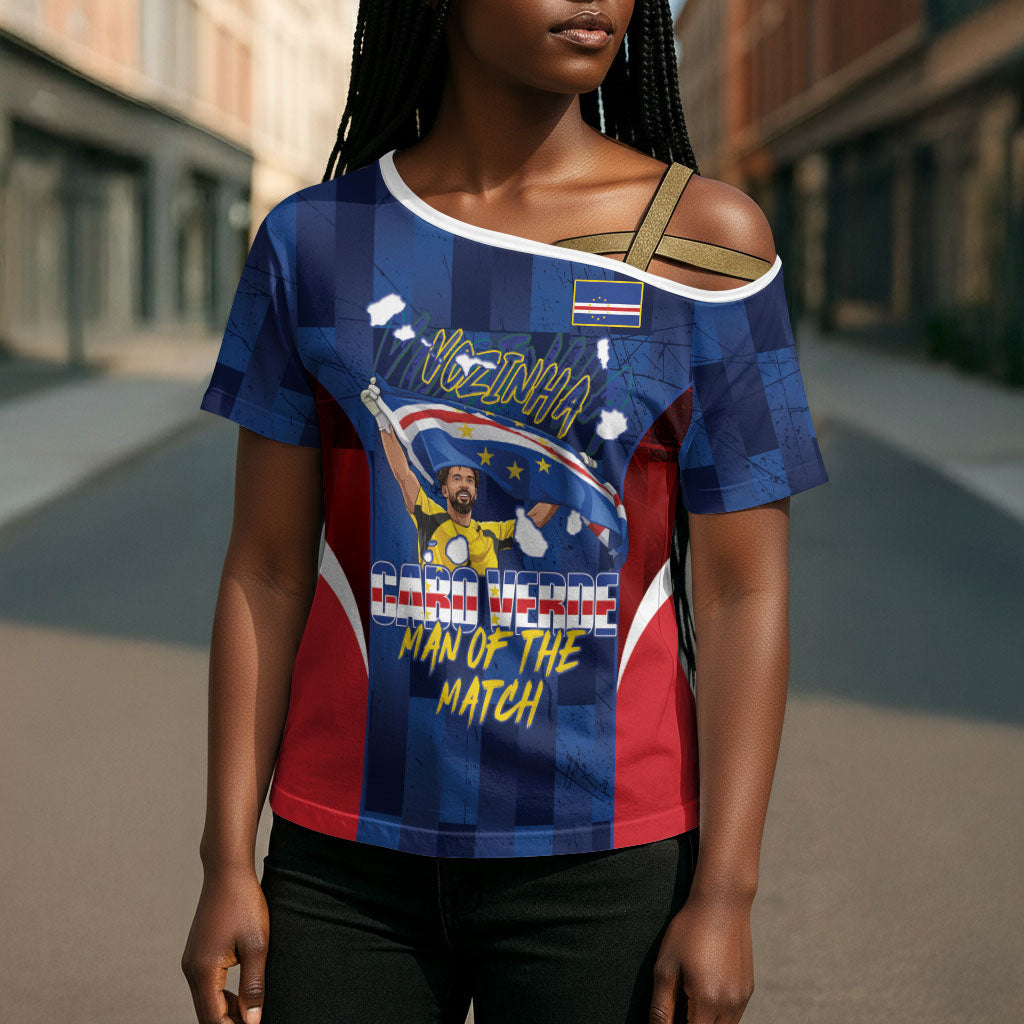 Custom Vozinha Cabo Verde Football Cross Shoulder Shirt Tubaroes Azuis Man Of The Match