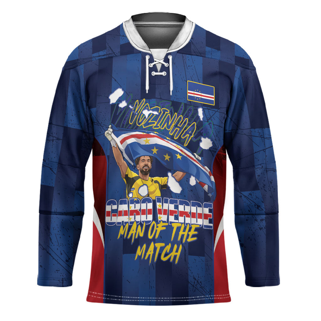 Custom Vozinha Cabo Verde Football Hockey Jersey Tubaroes Azuis Man Of The Match