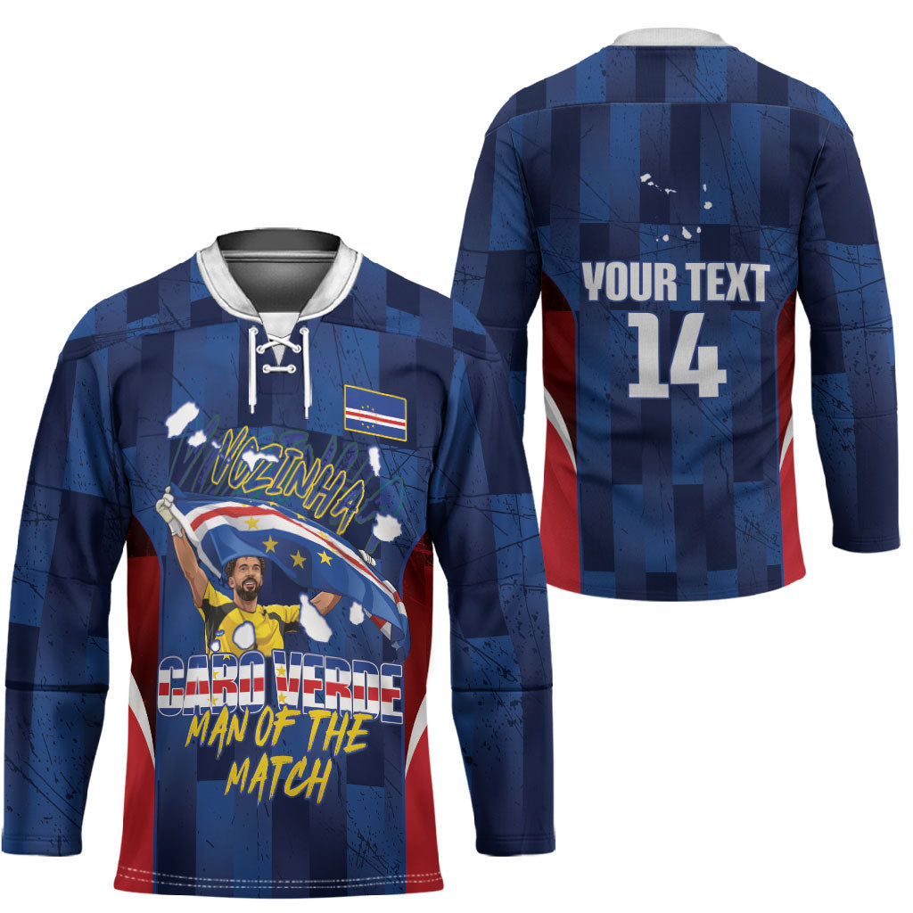 Custom Vozinha Cabo Verde Football Hockey Jersey Tubaroes Azuis Man Of The Match