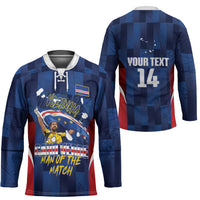 Custom Vozinha Cabo Verde Football Hockey Jersey Tubaroes Azuis Man Of The Match