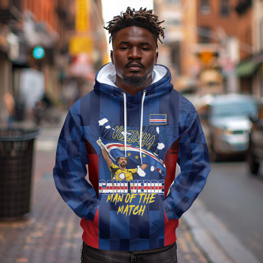 Custom Vozinha Cabo Verde Football Hoodie Tubaroes Azuis Man Of The Match