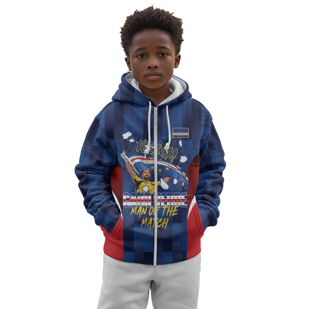 Custom Vozinha Cabo Verde Football Kid Hoodie Tubaroes Azuis Man Of The Match