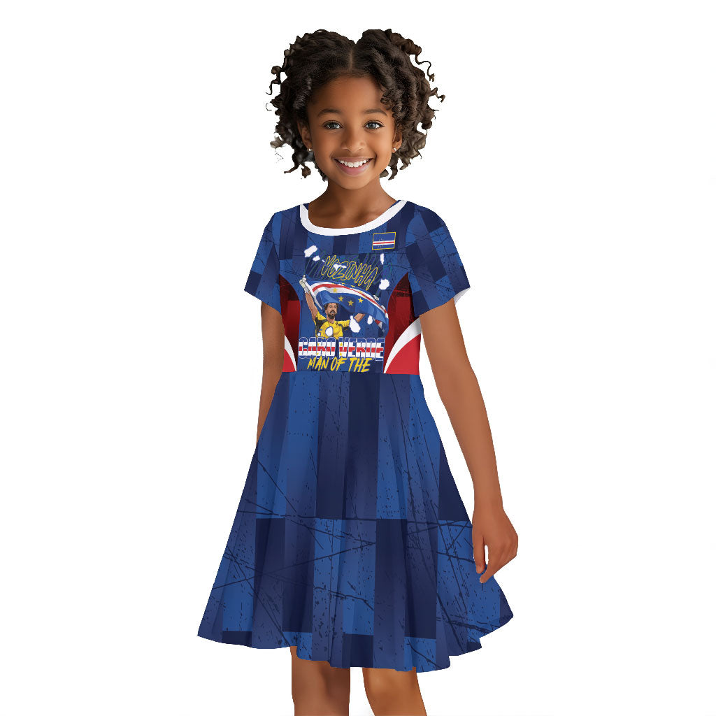 Custom Vozinha Cabo Verde Football Kid Short Sleeve Dress Tubaroes Azuis Man Of The Match