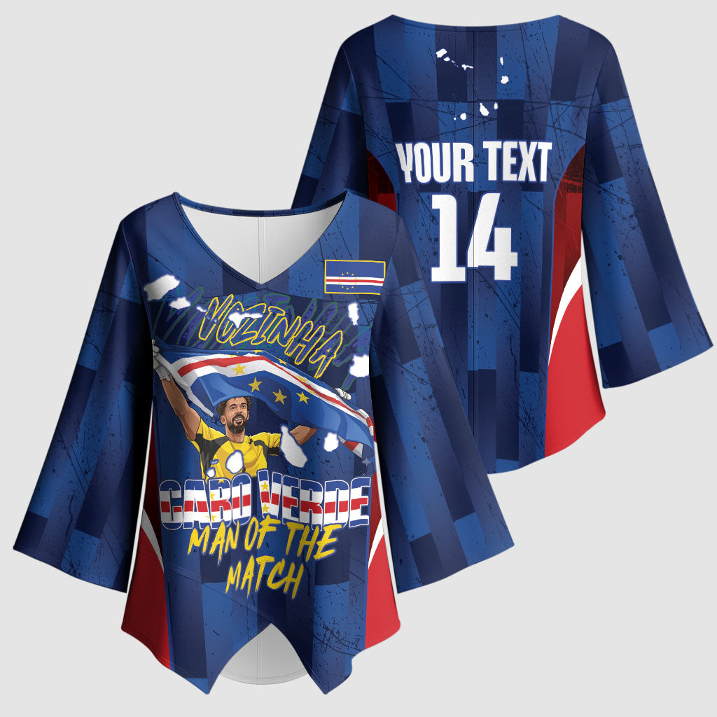 Custom Vozinha Cabo Verde Football Kimono Sleeve Blouse Tubaroes Azuis Man Of The Match