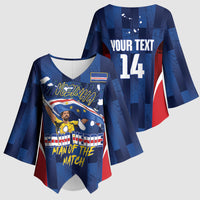 Custom Vozinha Cabo Verde Football Kimono Sleeve Blouse Tubaroes Azuis Man Of The Match