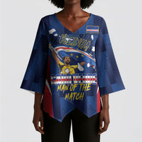 Custom Vozinha Cabo Verde Football Kimono Sleeve Blouse Tubaroes Azuis Man Of The Match
