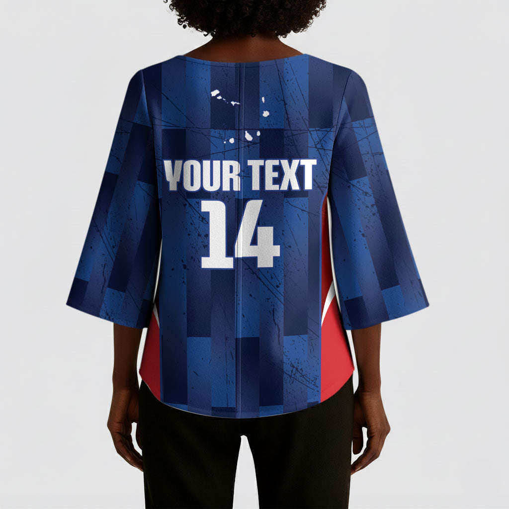 Custom Vozinha Cabo Verde Football Kimono Sleeve Blouse Tubaroes Azuis Man Of The Match