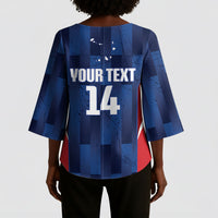 Custom Vozinha Cabo Verde Football Kimono Sleeve Blouse Tubaroes Azuis Man Of The Match
