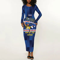 Custom Vozinha Cabo Verde Football Long Sleeve Bodycon Dress Tubaroes Azuis Man Of The Match