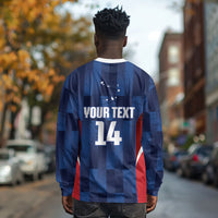 Custom Vozinha Cabo Verde Football Long Sleeve Shirt Tubaroes Azuis Man Of The Match