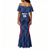 Custom Vozinha Cabo Verde Football Mermaid Dress Tubaroes Azuis Man Of The Match