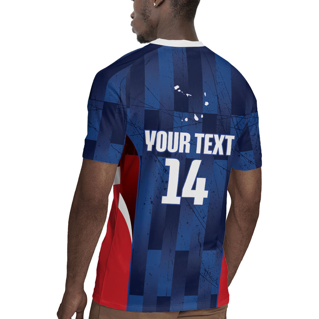 Custom Vozinha Cabo Verde Football Rugby Jersey Tubaroes Azuis Man Of The Match