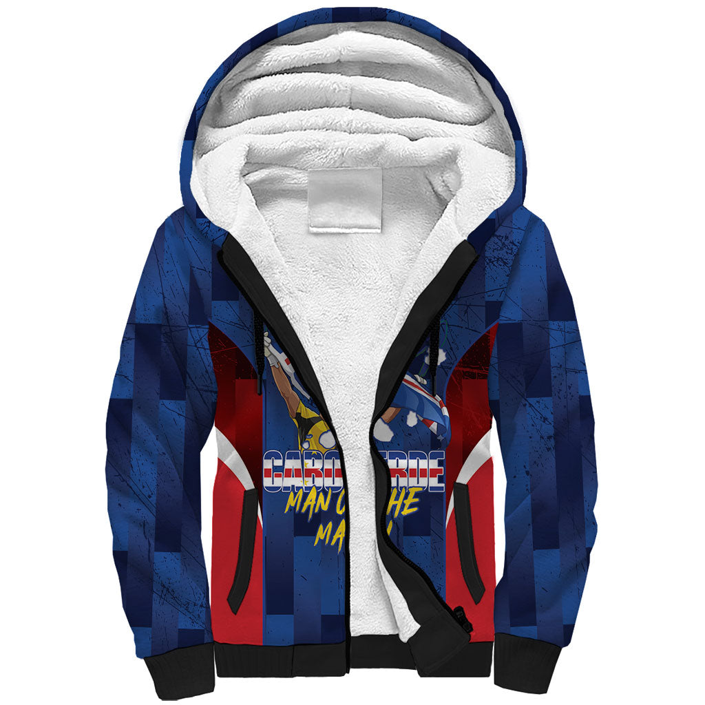 Custom Vozinha Cabo Verde Football Sherpa Hoodie Tubaroes Azuis Man Of The Match