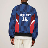 Custom Vozinha Cabo Verde Football Sleeve Zip Bomber Jacket Tubaroes Azuis Man Of The Match