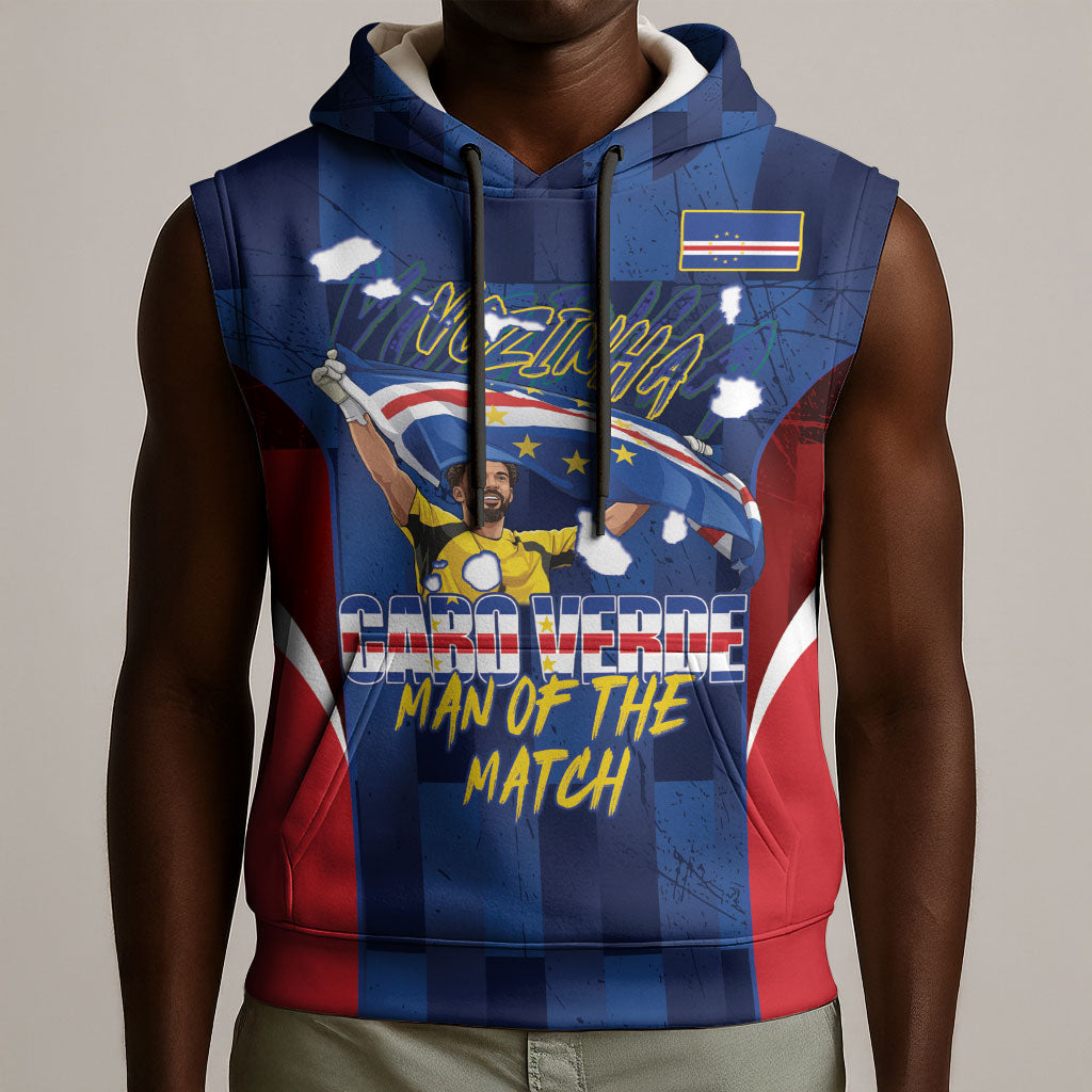Custom Vozinha Cabo Verde Football Sleeveless Hoodie Tubaroes Azuis Man Of The Match