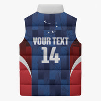 Custom Vozinha Cabo Verde Football Sleeveless Puffer Jacket Tubaroes Azuis Man Of The Match