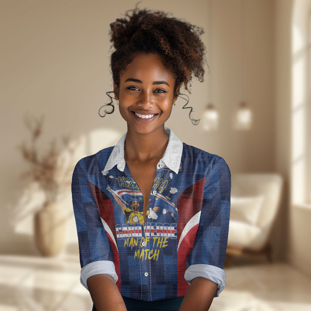 Custom Vozinha Cabo Verde Football Women Casual Shirt Tubaroes Azuis Man Of The Match