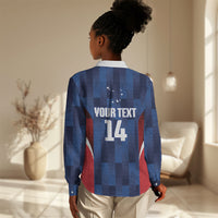 Custom Vozinha Cabo Verde Football Women Casual Shirt Tubaroes Azuis Man Of The Match
