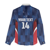 Custom Vozinha Cabo Verde Football Women Casual Shirt Tubaroes Azuis Man Of The Match