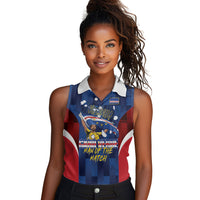 Custom Vozinha Cabo Verde Football Women Sleeveless Polo Shirt Tubaroes Azuis Man Of The Match