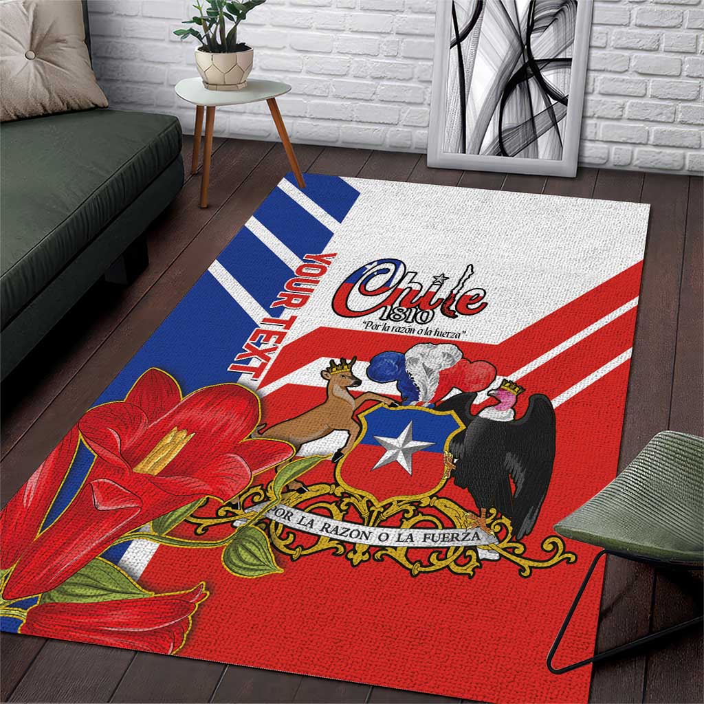 Personalized Chile Independence Day Area Rug Chilean Coat Of Arms Copihue Flag Style - Wonder Print Shop