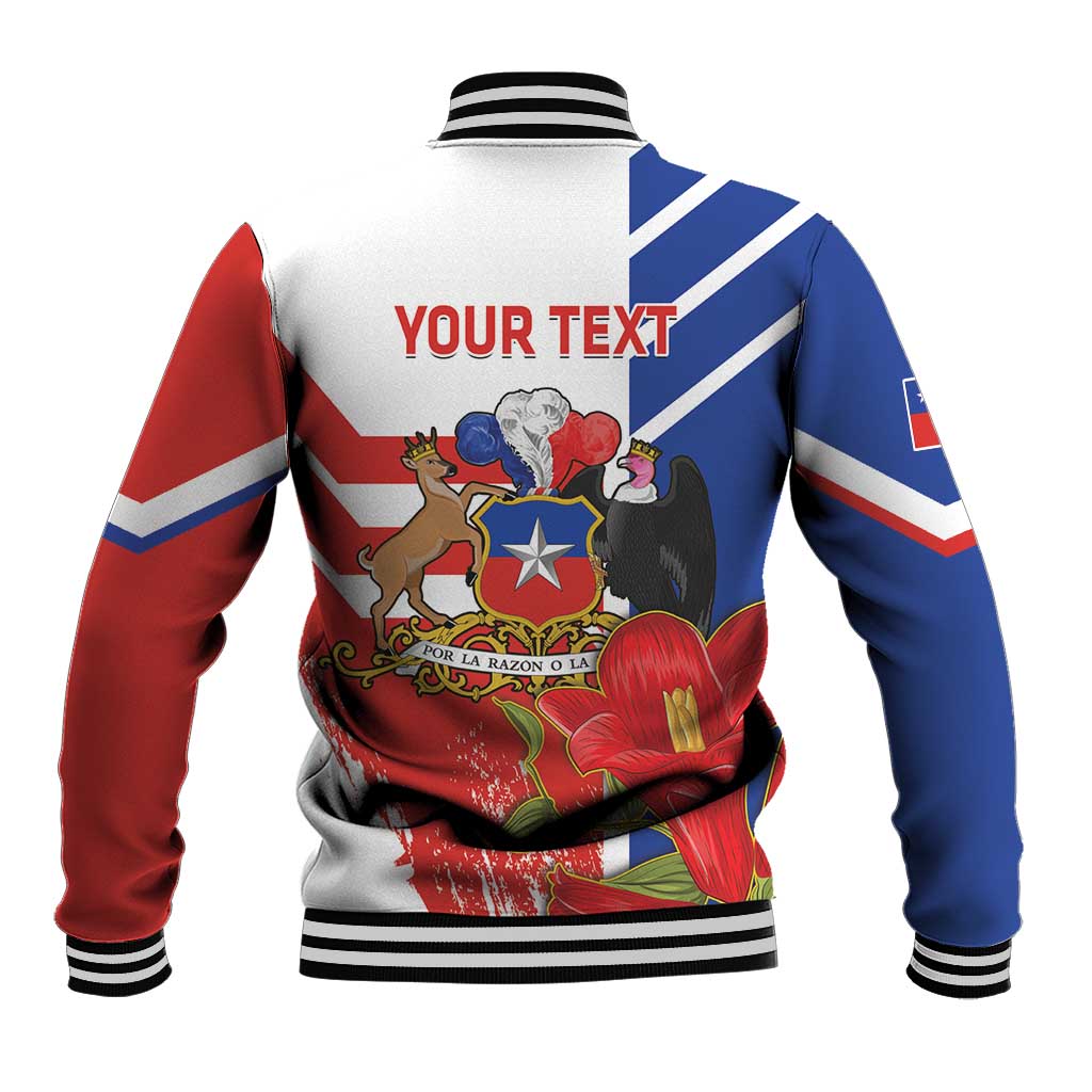 Personalized Chile Independence Day Baseball Jacket Chilean Coat Of Arms Copihue Flag Style - Wonder Print Shop